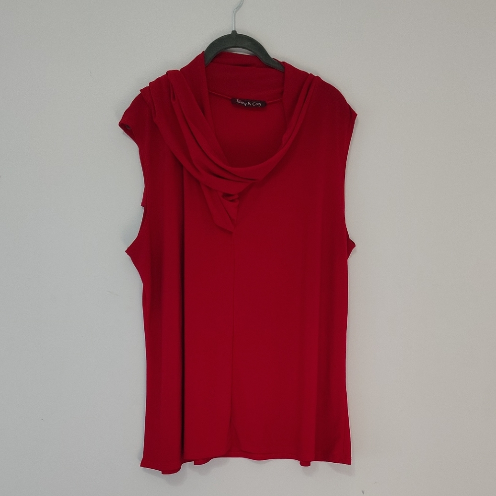 Tiffany & Grey Sleeveless Blouse Shell Size 2X Christmas Holiday Valentine's Day